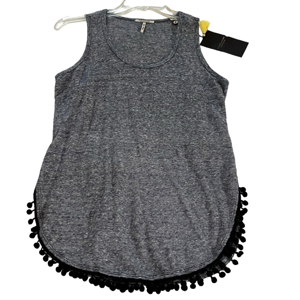 NWT Scotch & Soda Maison Scotch 100% Linen Scoop Neck Pom Pom Fringe Tank Top XS
